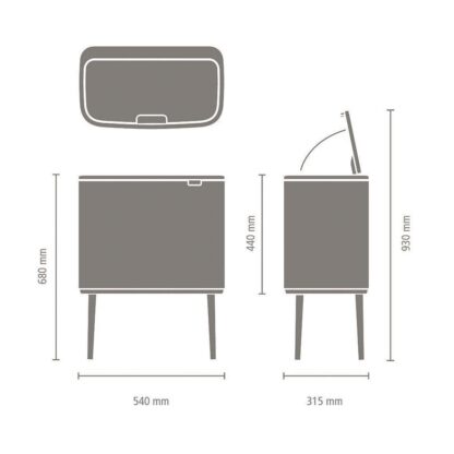 Brabantia Bo Touch Bin black matt, 11 + 23 L