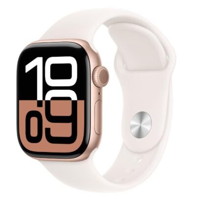 Apple Watch Series 10 GPS, Cassa 46 mm in alluminio color oro rosa con Cinturino Sport ros