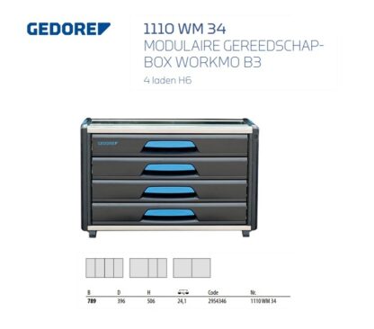 GEDORE Toolbox Module WorkMo B3 4 Drawers H6