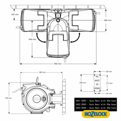 Στήριγμα Σωλήνα Hozelock Autoreel 100-000-866 20 m Πλαστική ύλη