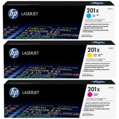 HP 201X Γνήσιο Multipack Toner Laser Εκτυπωτή Κίτρινο/Κυανό/Ματζέντα High Yield 3τμχ (CF253XM)