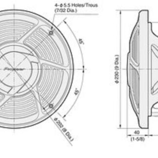 Pioneer Σετ Ηχεία Σκάφους Αδιάβροχα 8" με 40W RMS Λευκό Κωδικός: TS-MR2040