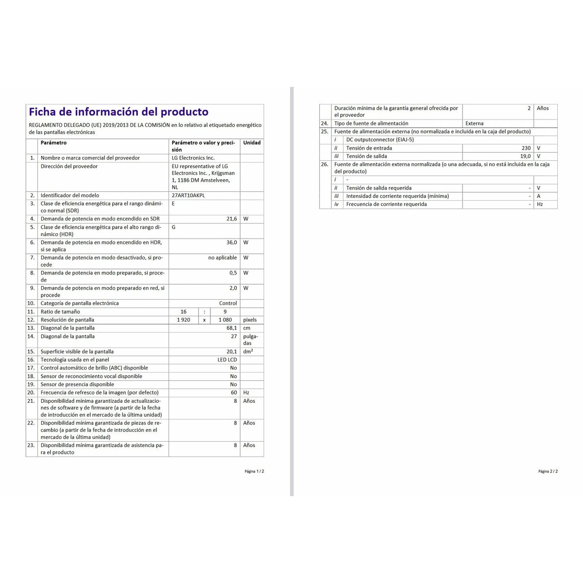 Smart TV LG 27ART10AKPL.AEUW 27" Smart TV LG 27ART10AKPL.AEUW 27"