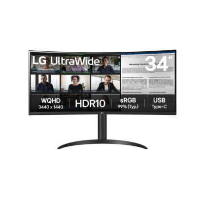LG 34WR50QK-B Ultrawide VA HDR Curved Monitor 34" QHD 3440x1440 με Χρόνο Απόκρισης 5ms GTG