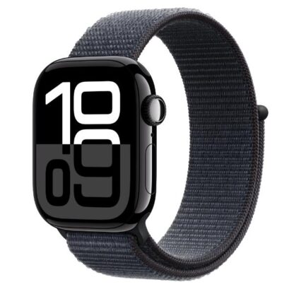 Apple Watch Series 10 GPS, Cassa 42 mm in alluminio Jet Black con Sport Loop inchiostro