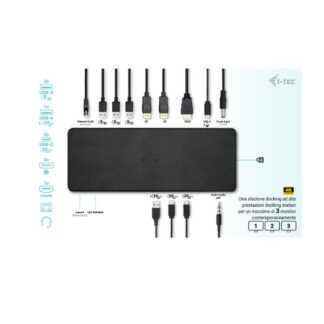 i-tec USB-C Docking Station με HDMI/DisplayPort 4K PD Ethernet και σύνδεση 2 Οθονών Μαύρο