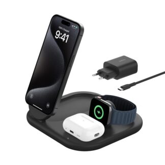 Belkin Ασύρματος Φορτιστής Qi2 15W Μαύρος (BoostCharge 3-in-1 Magnetic Foldable)