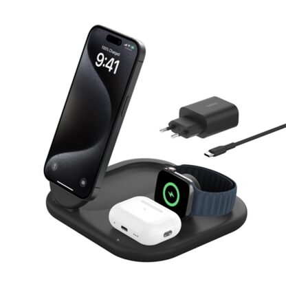 Belkin Ασύρματος Φορτιστής Qi2 15W Μαύρος (BoostCharge 3-in-1 Magnetic Foldable)
