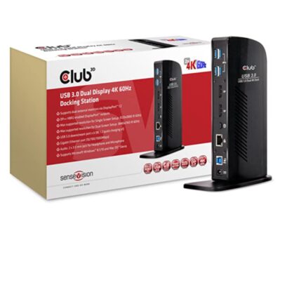Club3D USB-A / USB-C Docking Station με DisplayPort 4K PD Ethernet και συνδεση 2 Οθονών Μαύρο (CSV-1460)