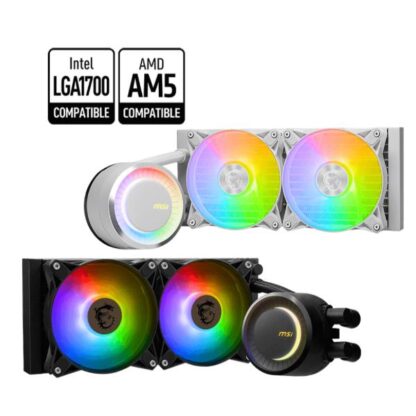 MSI MAG CoreLiquid E240 Υδρόψυξη Επεξεργαστή Διπλού Ανεμιστήρα 120mm για Socket AM4/AM5/1700/1200/115x με ARGB Φωτισμό