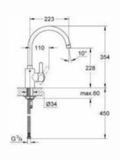 Grohe Eurocosmo Μπαταρία Κουζίνας Πάγκου Chrome Κωδικός: 32843002