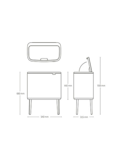 Brabantia Bo Κάδος Απορριμμάτων Champagne 34lt