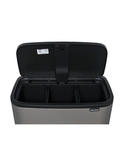 Brabantia Bo Κάδος Απορριμμάτων Πλαστικός Concrete Grey 33lt