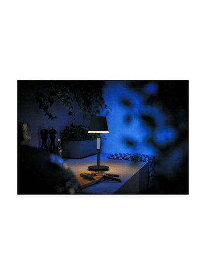 Philips Hue Go Μεταλλικό Πορτατίφ LED με Μαύρο Καπέλο και Βάση Κωδικός: 929003128501