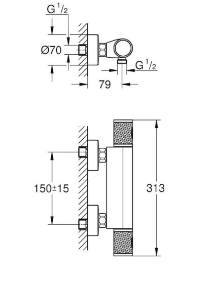 Grohe Grohtherm 1000 Performance Thermostatic Shower Valve, 1/2