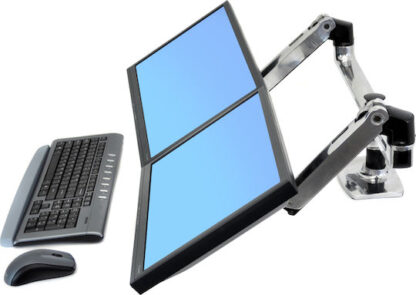 Ergotron LX Βάση Γραφείου για 2 Οθόνες έως 27" με Βραχίονα Ασημί