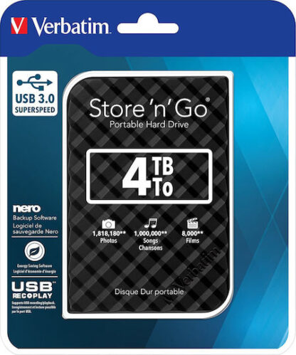 Verbatim Store 'n' Go Gen 2 USB 3.0 Εξωτερικός HDD 4TB 2.5" Μαύρο