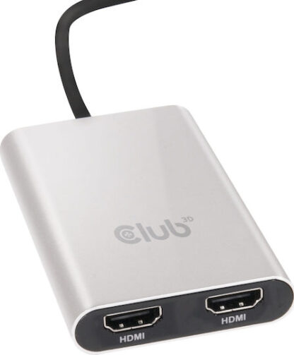 Club3D Μετατροπέας Thunderbolt 3 male σε HDMI 2x female Ασημί (CSV-1574)