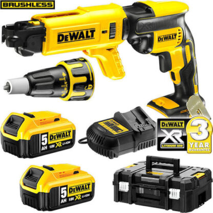 Dewalt Κατσαβίδι Γυψοσανίδας Μπαταρίας Brushless 18V 2x5Ah Κωδικός: DCF620P2K
