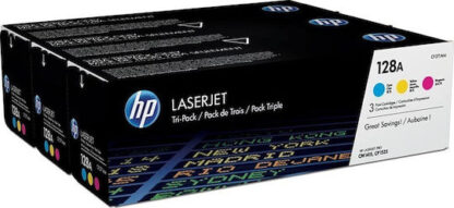 HP 128A Γνήσιο Multipack Toner Laser Εκτυπωτή Κίτρινο/Κυανό/Ματζέντα 3τμχ (CF371AM)