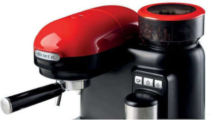 Ariete Moderna 1318/00 Μηχανή Espresso 1080W Πίεσης 15bar με Μύλο Άλεσης Κόκκινη