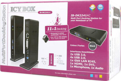 Icy Box USB-C Docking Station με HDMI Ethernet και σύνδεση 2 Οθονών Μαύρο (IB-DK2241AC)
