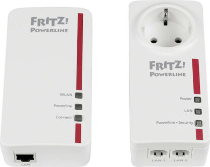 AVM Fritz!Powerline 1260E Powerline Διπλού Kit για Ασύρματη Σύνδεση Wi‑Fi 5 με Passthrough Πρίζα και 2 Θύρες Gigabit Ethernet