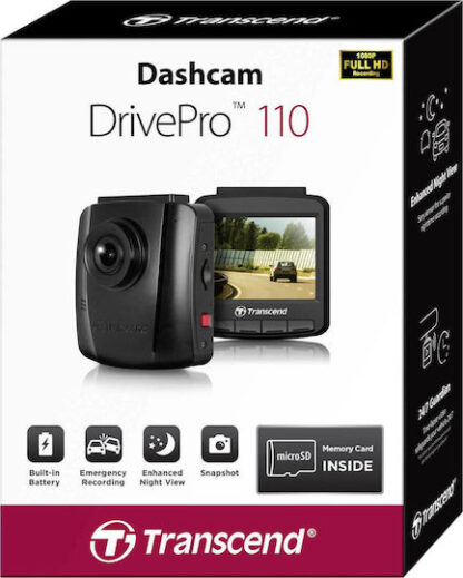 Transcend DrivePro 110 Κάμερα DVR Αυτοκινήτου 1080P με Οθόνη 2.4" για Παρμπρίζ με Βεντούζα Κωδικός: TS-DP110M-32G