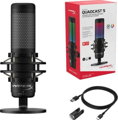 HyperX HyperX QuadCast S Δυναμικό Μικρόφωνο USB Επιτραπέζιο για Studio