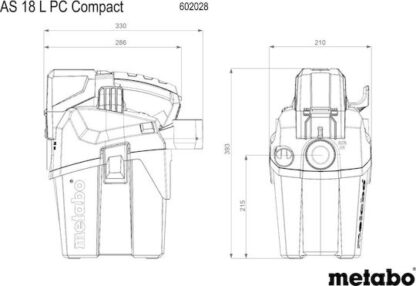 Metabo AS 18 L PC Compact Cordless Vacuum