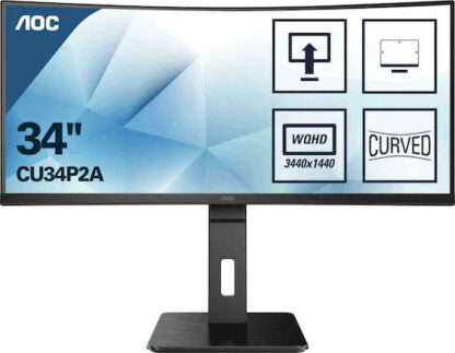 AOC CU34P2A Ultrawide VA Curved Monitor 34" QHD 3440x1440 με Χρόνο Απόκρισης 4ms GTG