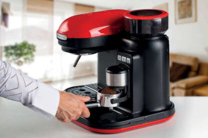 Ariete Moderna 1318/00 Μηχανή Espresso 1080W Πίεσης 15bar με Μύλο Άλεσης Κόκκινη