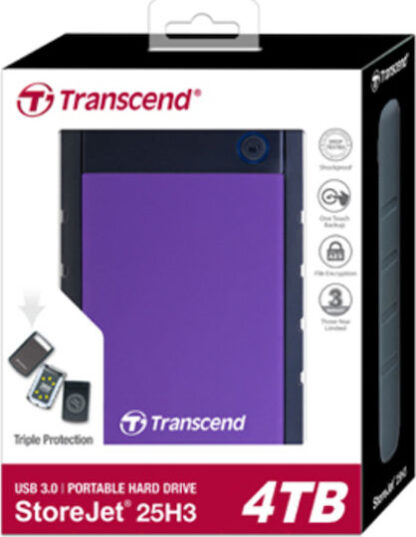 Transcend StoreJet 25H3 USB 3.0 Εξωτερικός HDD 4TB 2.5" Μωβ