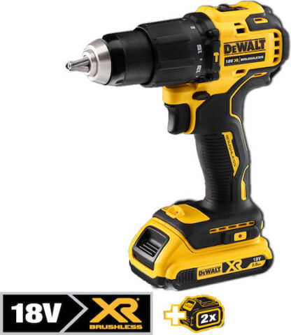 Dewalt Κρουστικό Δραπανοκατσάβιδο Μπαταρίας Brushless 18V 2x2Ah Κωδικός: DCD709D2T