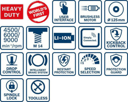 Bosch GWX 18V-10 SC Τροχός 125mm Μπαταρίας Brushless με Ρύθμιση Στροφών 18V Solo