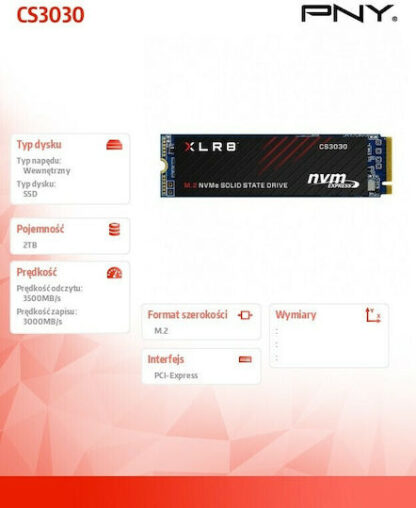 PNY CS3030 SSD 2TB M.2 NVMe PCI Express 3.0 Κωδικός: M280CS3030-2TB-RB