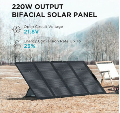 EcoFlow Αναδιπλούμενος Ηλιακός Φορτιστής Επαναφορτιζόμενων Μπαταριών / Φορητών Συσκευών 220W 21.8V