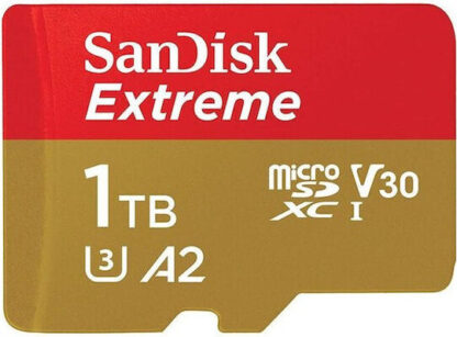 Sandisk Extreme microSDXC 1TB U3 V30 A2 UHS-I με αντάπτορα 190MB/s