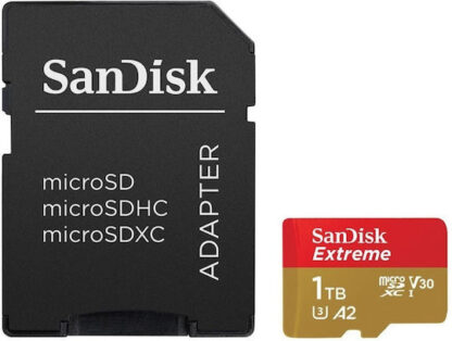 Sandisk Extreme microSDXC 1TB U3 V30 A2 UHS-I με αντάπτορα 190MB/s