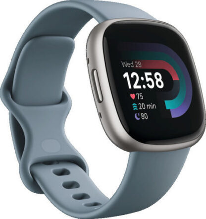 Fitbit Versa 4 Aluminium 41mm Αδιάβροχο Smartwatch με Παλμογράφο (Blue/Platinum)