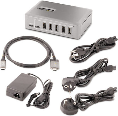 StarTech USB 3.2 Hub 10 Θυρών με σύνδεση USB-C & Θύρα Φόρτισης και Εξωτερική Παροχή Ρεύματος Ασημί Κωδικός: S55174042