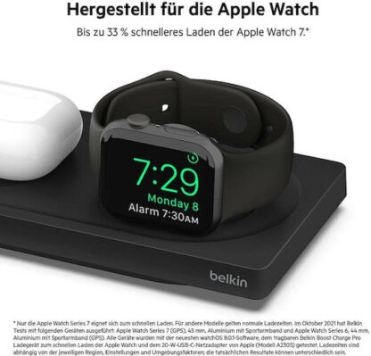 Belkin Βάση Φόρτισης σε Μαύρο χρώμα (3in1 ChargePad WIZ016VFBK)