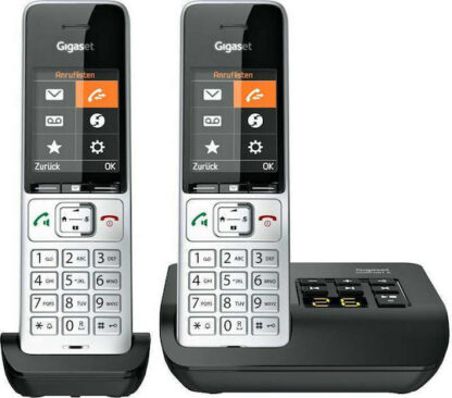 Gigaset Comfort 500A Ασύρματο Τηλέφωνο Duo με Ελληνικό Μενού Silver/Black