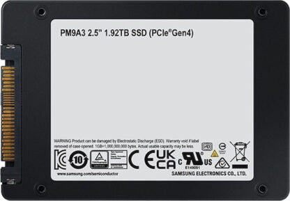 Samsung PM9A3 NVMe U.2 SSD 1.9TB 2.5'' PCI Express 4.0 Κωδικός: MZ-QL21T900