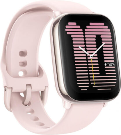 Amazfit Active Aluminium 42mm Αδιάβροχο Smartwatch με Παλμογράφο (Petal Pink)