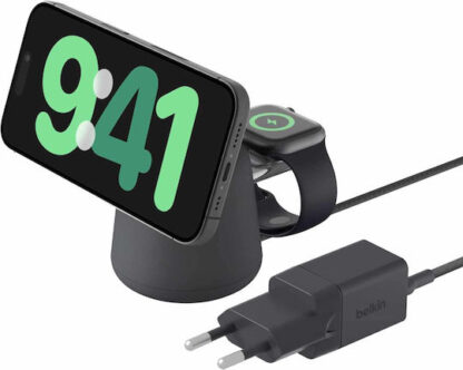 Belkin Φορτιστής Magsafe 15W Power Delivery Γκρι (Boostcharge Pro 2in1)