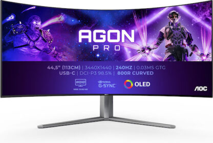 AOC AGON Pro AG456UCZD OLED Curved Gaming Monitor 44.5" QHD 3440x1440 240Hz με Χρόνο Απόκρισης 0.03ms GTG