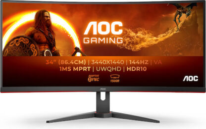 AOC CU34G2XE Ultrawide VA HDR Curved Gaming Monitor 34" QHD 3440x1440 144Hz με Χρόνο Απόκρισης 4ms GTG