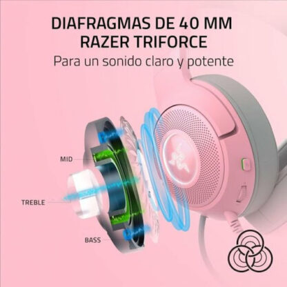 Razer Kraken Kitty V2 Over Ear Gaming Headset με σύνδεση USB Quartz