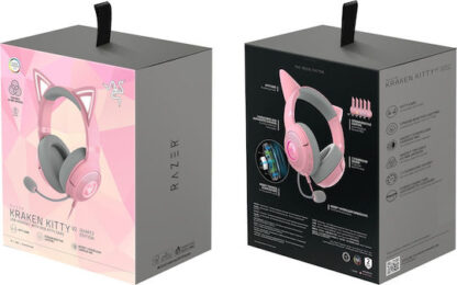 Razer Kraken Kitty V2 Over Ear Gaming Headset με σύνδεση USB Quartz